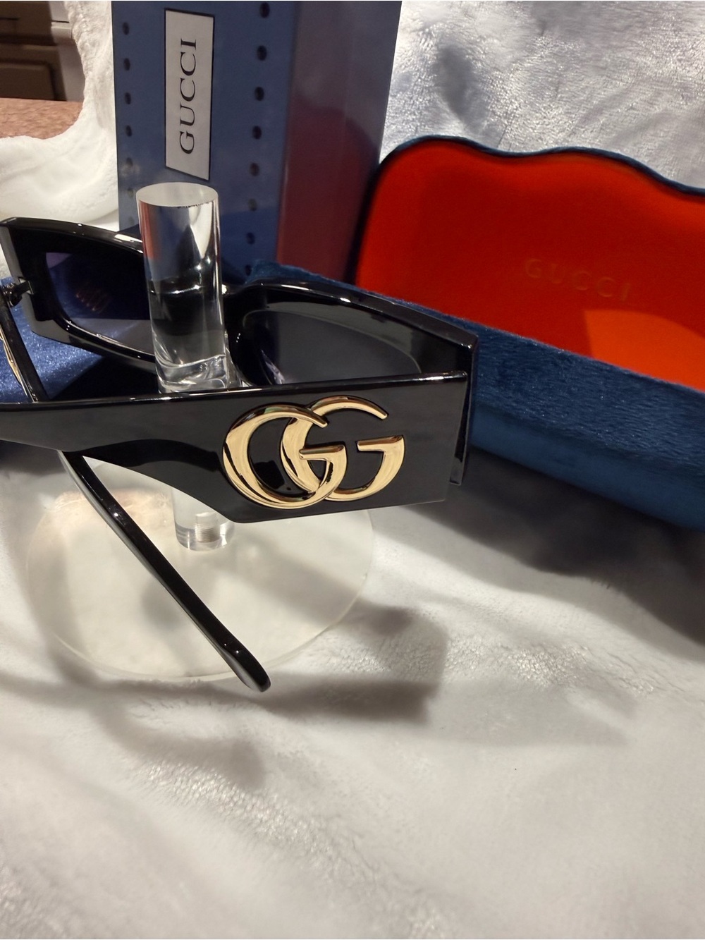 Gucci Black Sunglasses with Gold Double G Accent